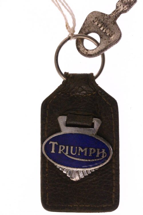 Vintage Triumph TR7 Leather Fob KeyChain Key Ring Round 