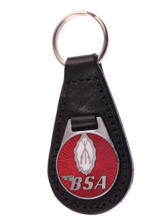 BSA THREE GUNS FAUX LEATHER KEY RING OFFICIALLY LICENSED B.S.A PRODUCT © &™ BSA 