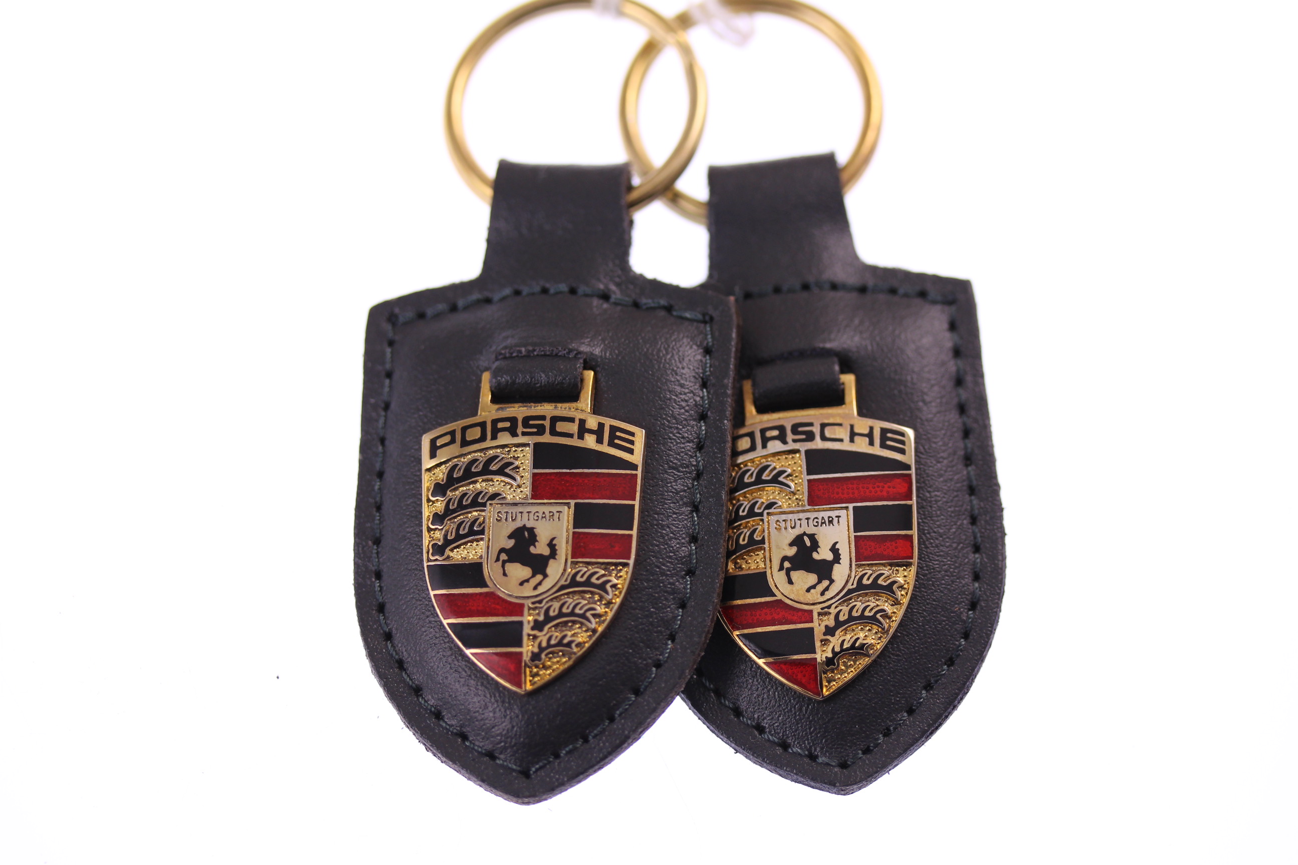 Porsche – original vintage new old stock 1990s vitreous enamel 'heubach'  hinged crest keyring with slate grey leather keyfob – Classic Leather Fobs