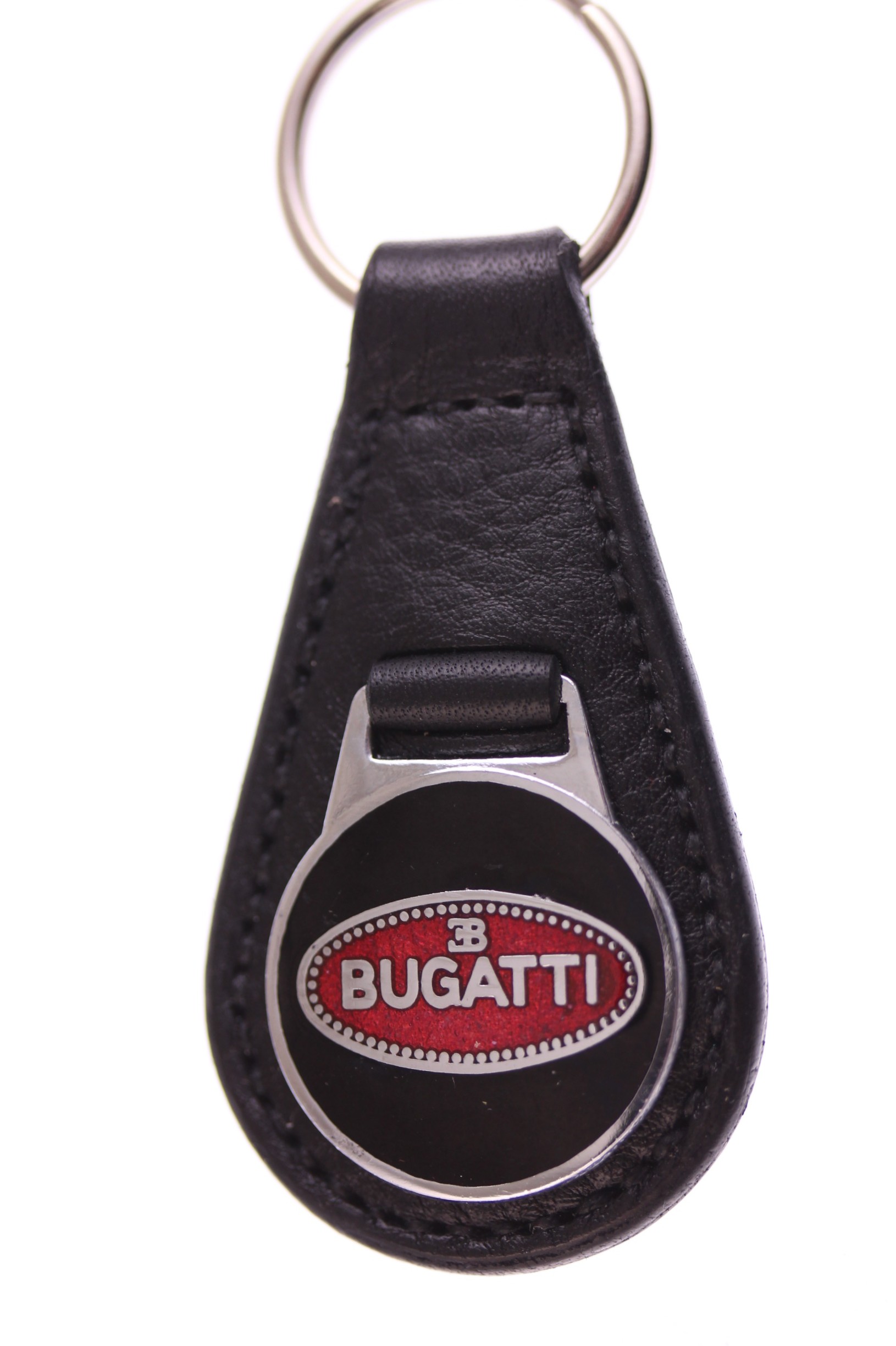 Bugatti Key Rings Bugatti - vitreous enamel badge remounted onto a new leather keyfob ...